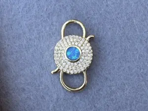 Карабин двойной с  опалом и цирконием