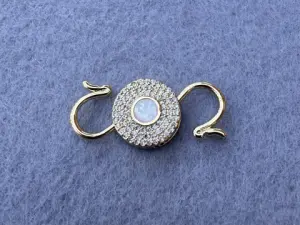 Карабин двойной с  опалом и цирконием