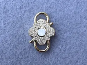 Карабин двойной с  опалом и цирконием