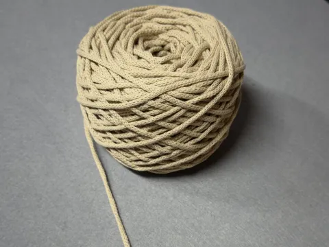Бавовняний Круглий Шнур, Бежевий, 4мм, 100 метрів