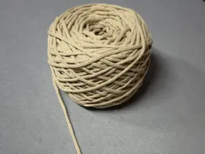 Бавовняний Круглий Шнур, Бежевий, 4мм, 100 метрів