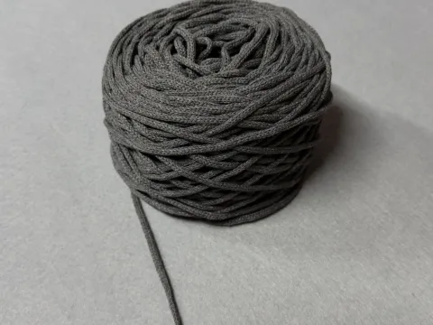 Бавовняний Круглий Шнур, Темно сірий, 4мм, 100 метрів